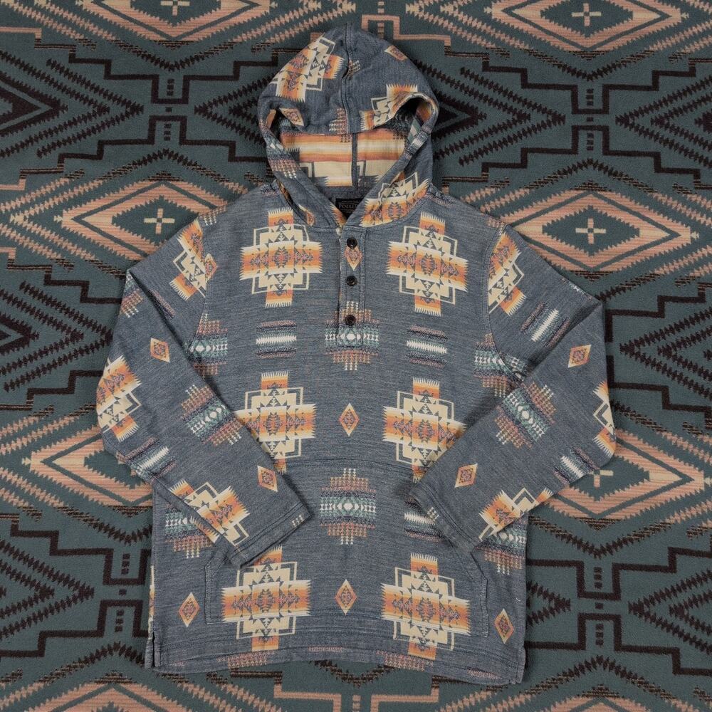 Pendleton Men’s Medium Southwestern Aztec Pullover Hoodie Cotton Kangaroo Pocket